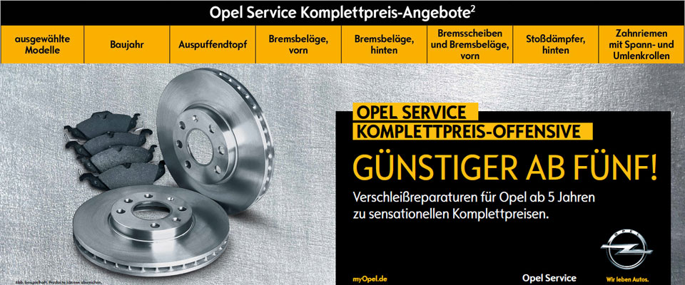Verschleißreparaturen für Opel ab 5 Jahren nach Erstzulassung zu sensationellen Komplettpreisen.
